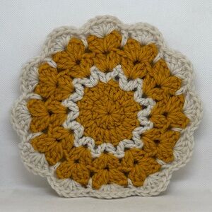 Vintage Handmade Crochet Flower Coaster 7”